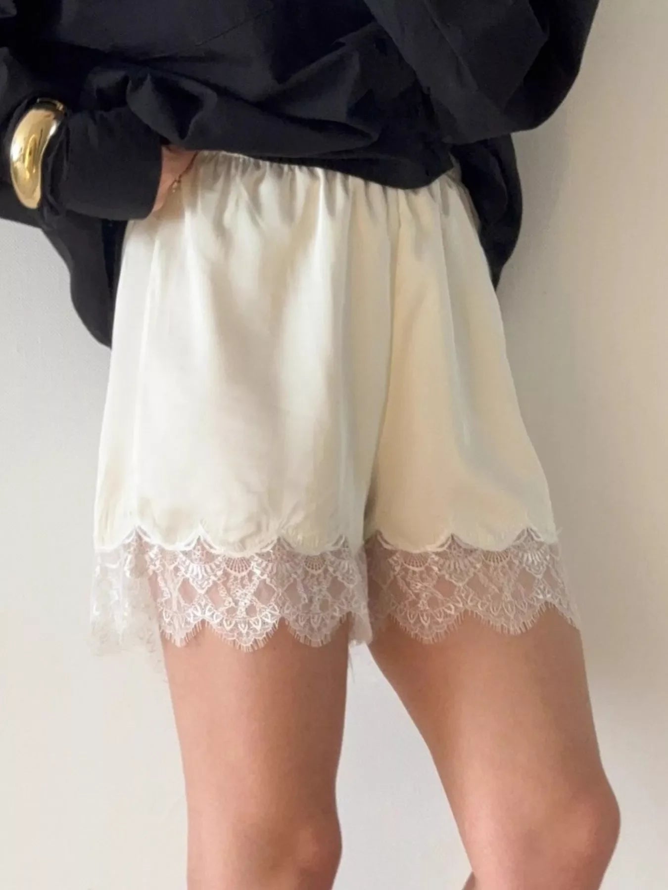 Hazel Blues® |  Lace Trim Elastic Waist Shorts