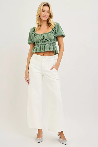 Hazel Blues® |  RISEN High Rise Ankle Wide Pants