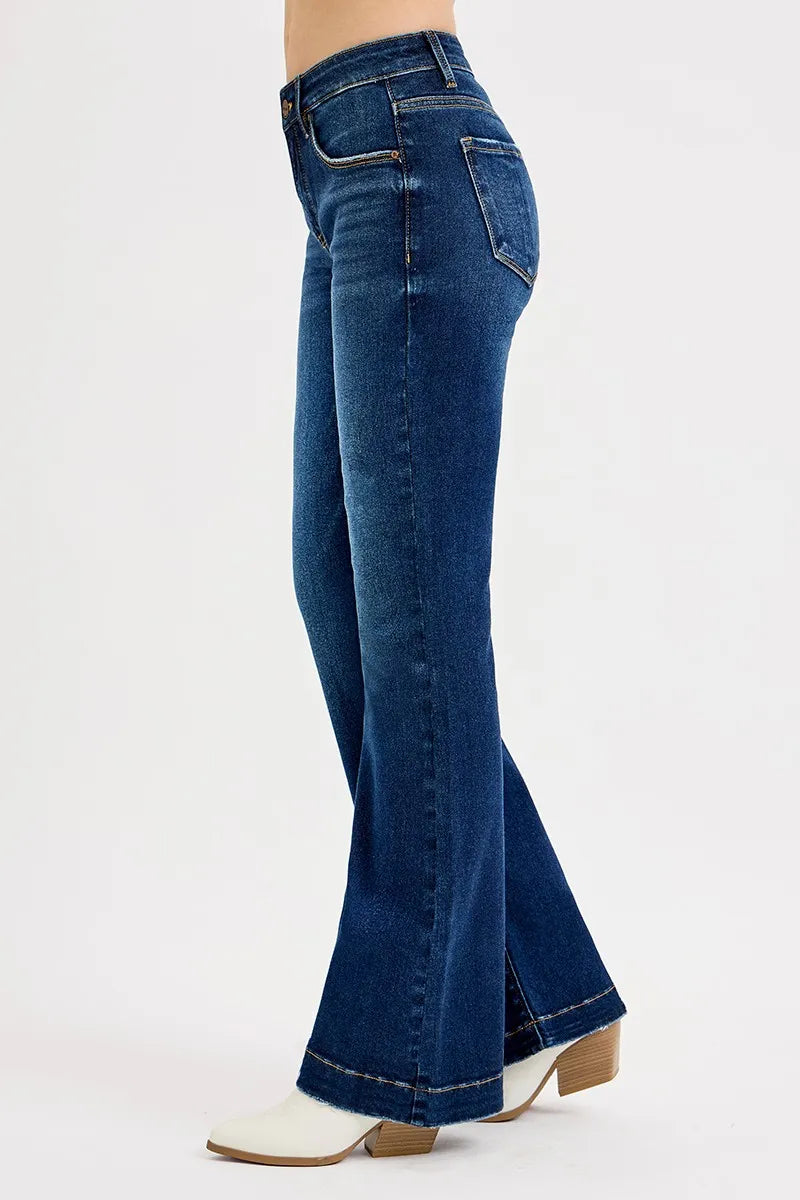 Hazel Blues® |  RISEN Full SIze Tummy Control Mid Rise Flare Jeans Plus SIze