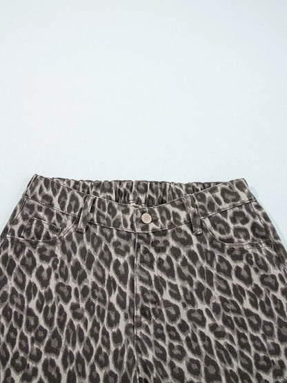 Hazel Blues® |  Leopard Straight Loose Leg Jeans