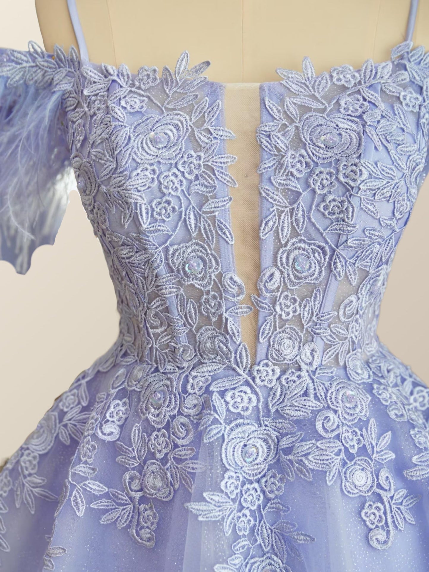 Off the Shoulder Appliques Light Purple A-line Princess Dress