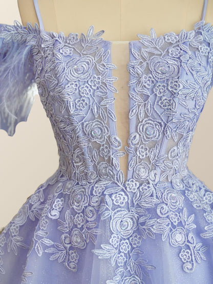 Off the Shoulder Appliques Light Purple A-line Princess Dress