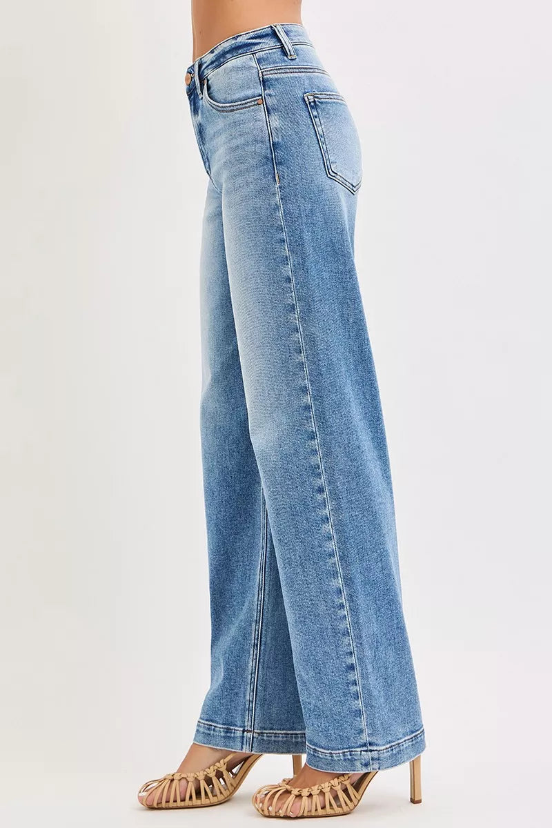 Hazel Blues® |  RISEN High Rise Wide Baggy Jeans
