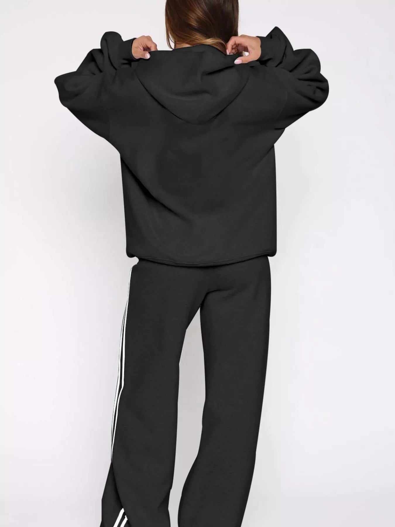 Hazel Blues® |  Zip Up Hoodie and Striped Pants Set