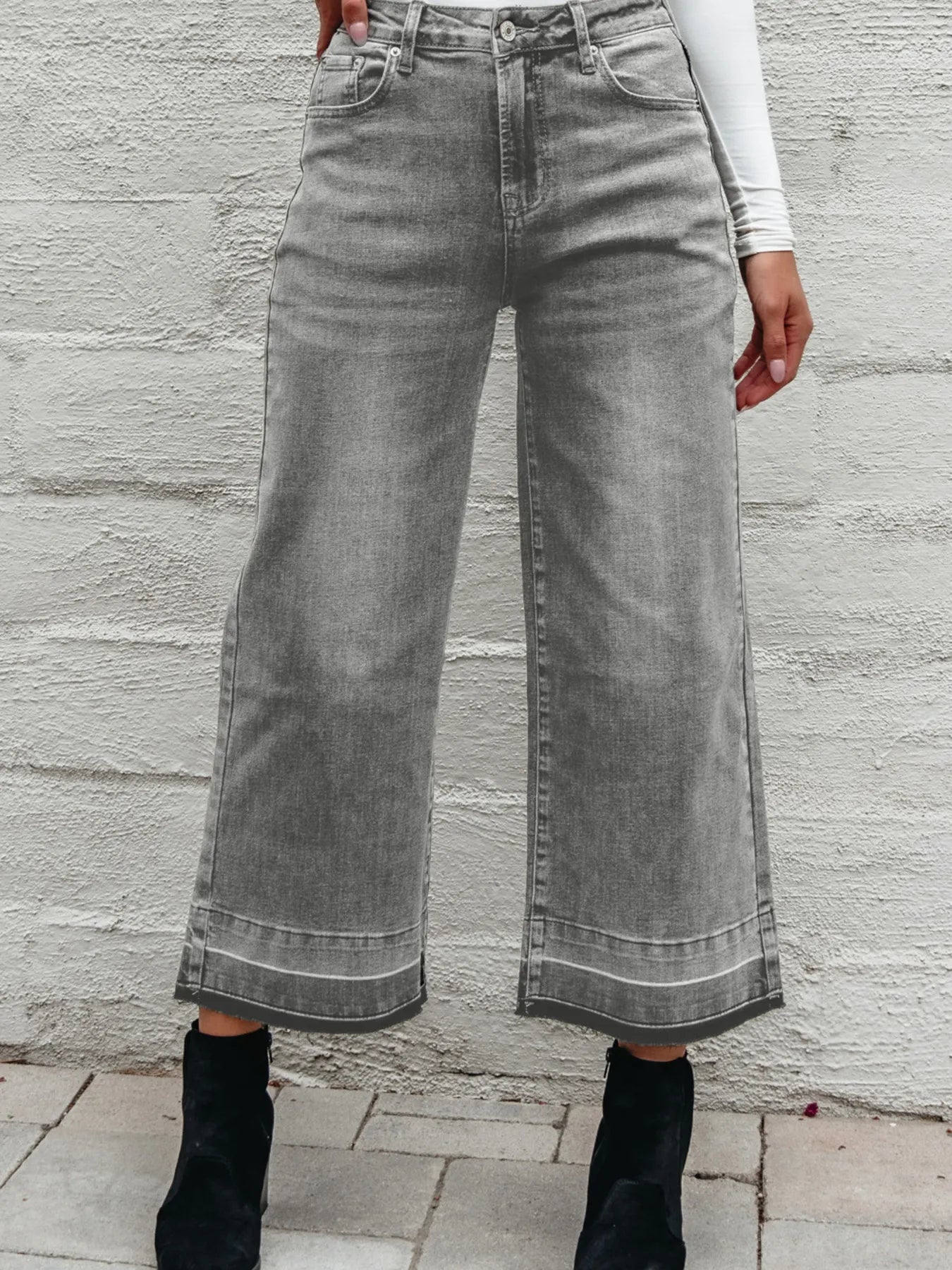 Hazel Blues® |  High Waist Wide Leg Washed Jeans