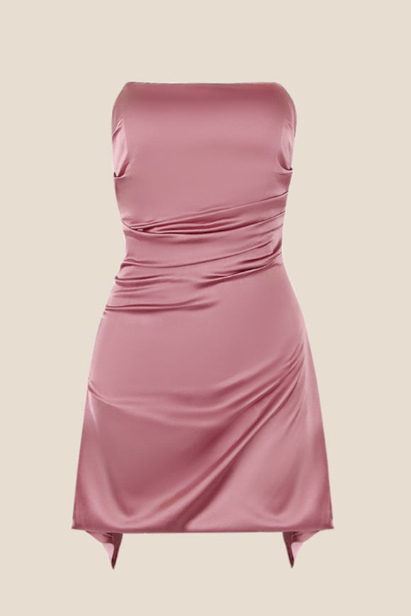 Strapless Grey Ruched Short Homecoming Dress