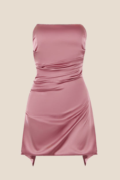 Strapless Grey Ruched Short Homecoming Dress
