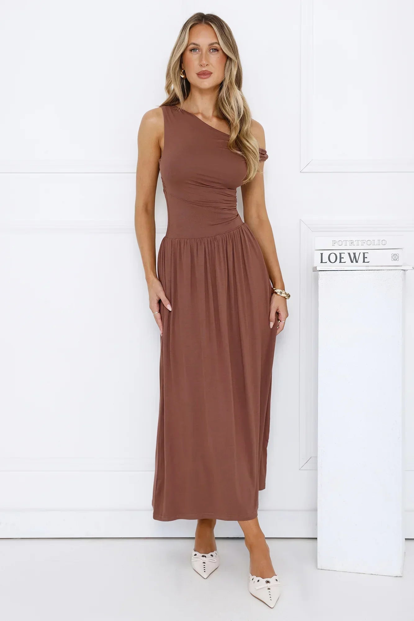 Coastal Daydream Off Shoulder Midi Dress