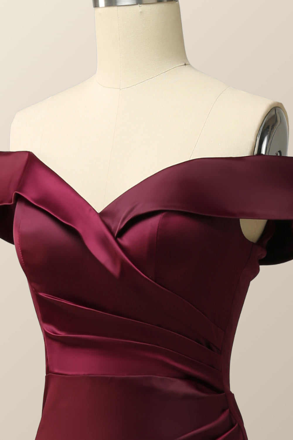 Off the Shoulder Burgundy Mermaid Evening Dress