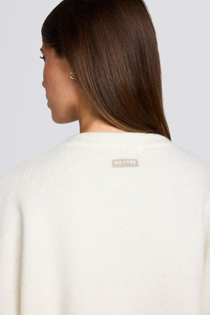 Knit Cropped Cardigan in Ivory