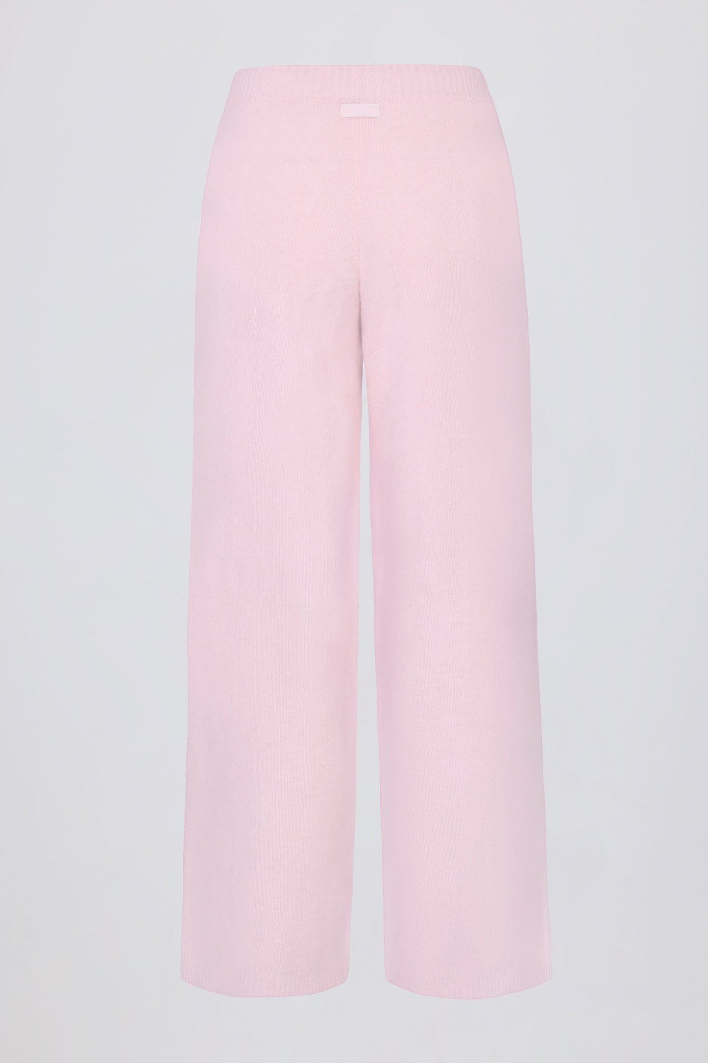 Knit Mid-Rise Wide-Leg Joggers in Soft Pink