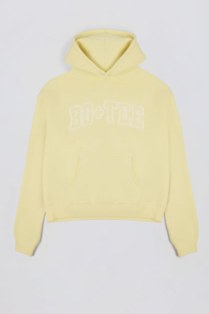 Embroidered Oversized Hoodie in Soft Yellow
