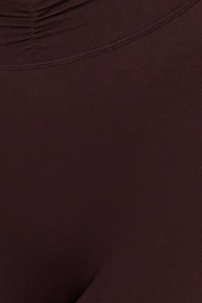 Soft Active Ruched Flared Trousers in Espresso