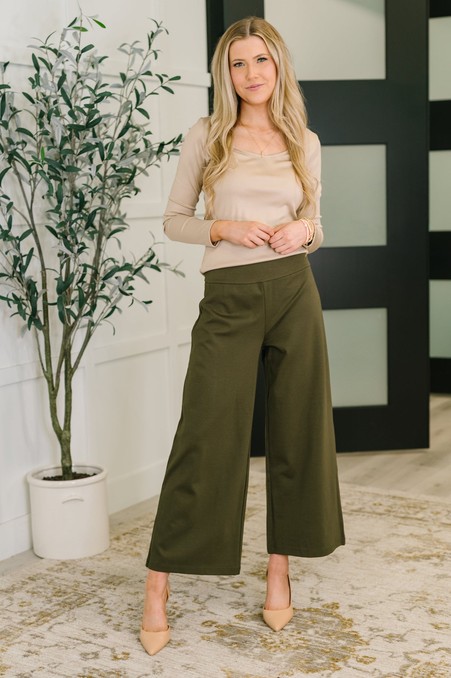 Hazel Blues® |  Can You Believe It Basic Long Sleeve Top In Sand
