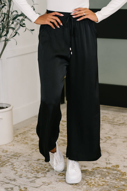Hazel Blues® |  City Ease Wide Leg Bottoms in Black