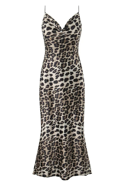 Long Sexy Leopard Print Fitted Dress