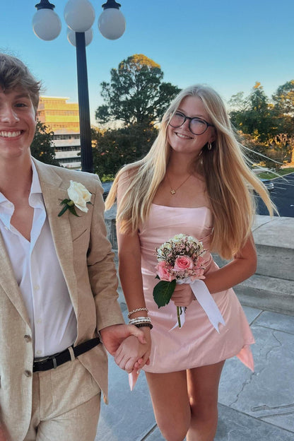 Strapless Grey Ruched Short Homecoming Dress