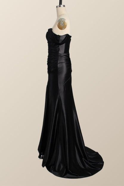 Off the Shoulder Green Satin Mermaid Formal Dress