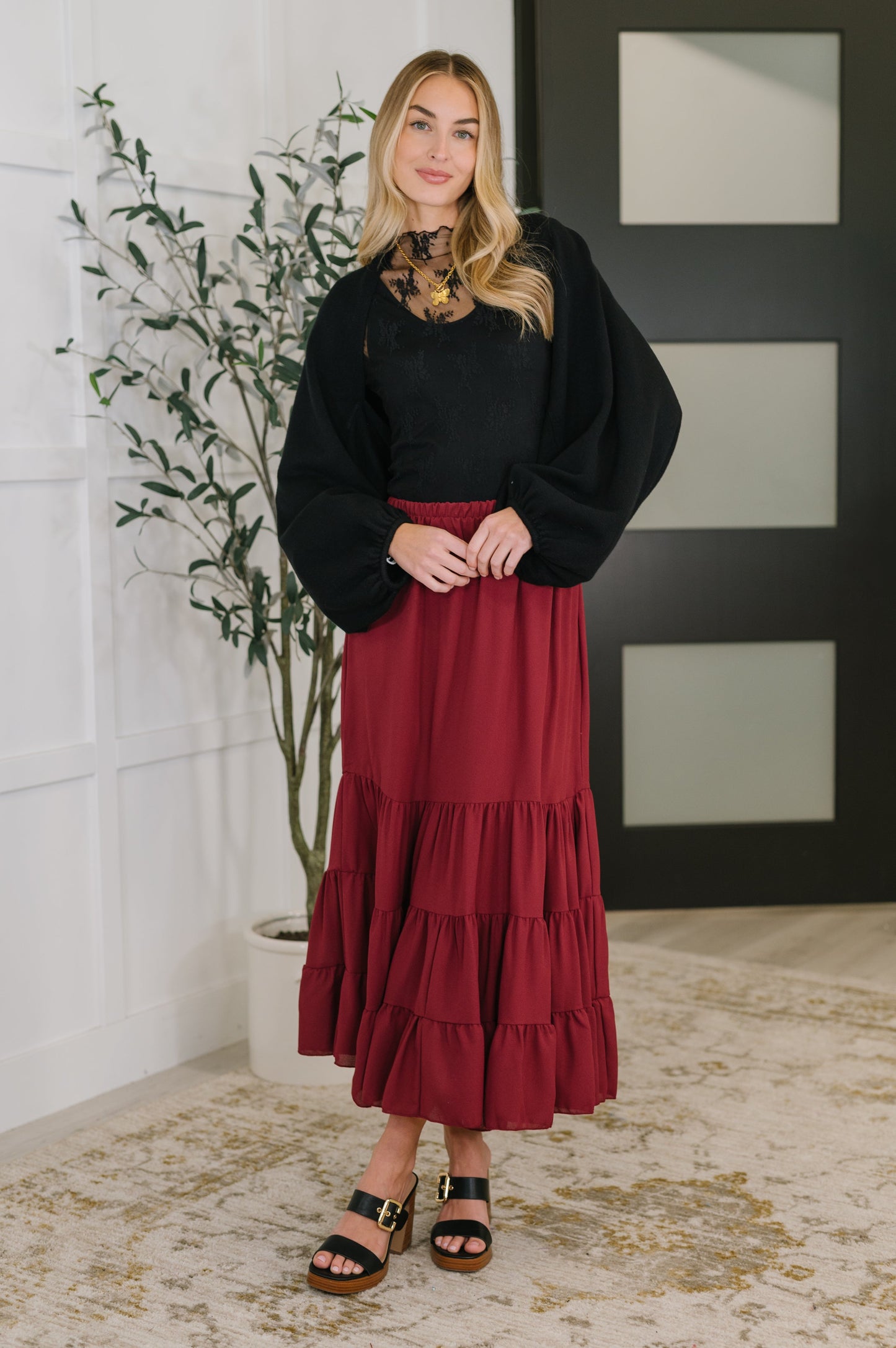 Hazel Blues® |  Easy Pick Tiered Maxi Skirt