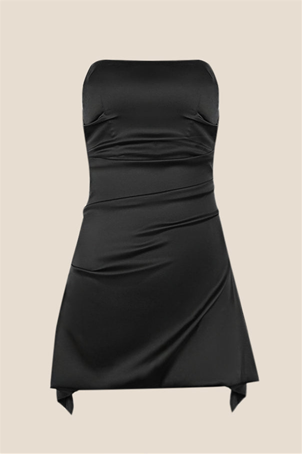 Strapless Grey Ruched Short Homecoming Dress