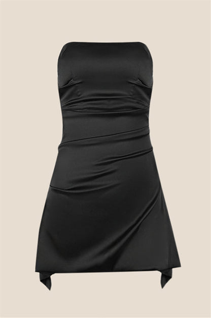Strapless Grey Ruched Short Homecoming Dress