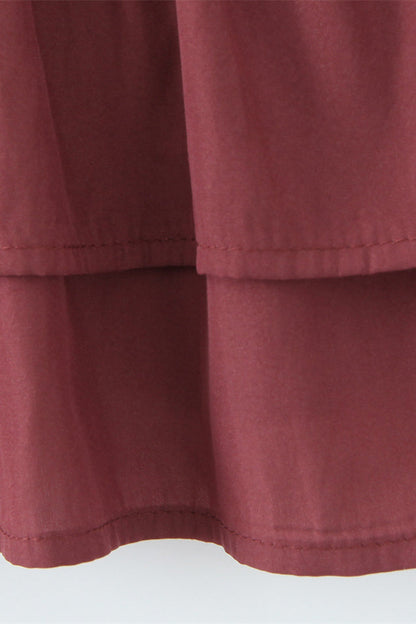 Halter Wine Red Ruffle A-line Short Dress