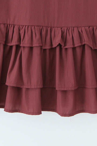 Halter Wine Red Ruffle A-line Short Dress