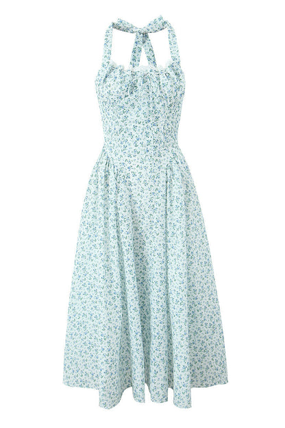 Halter White Tie Front Summer Dress