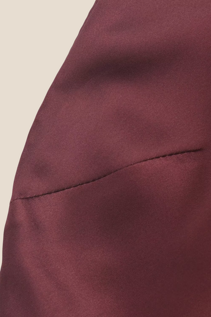 High Neck Burgundy Open Back Long Dress