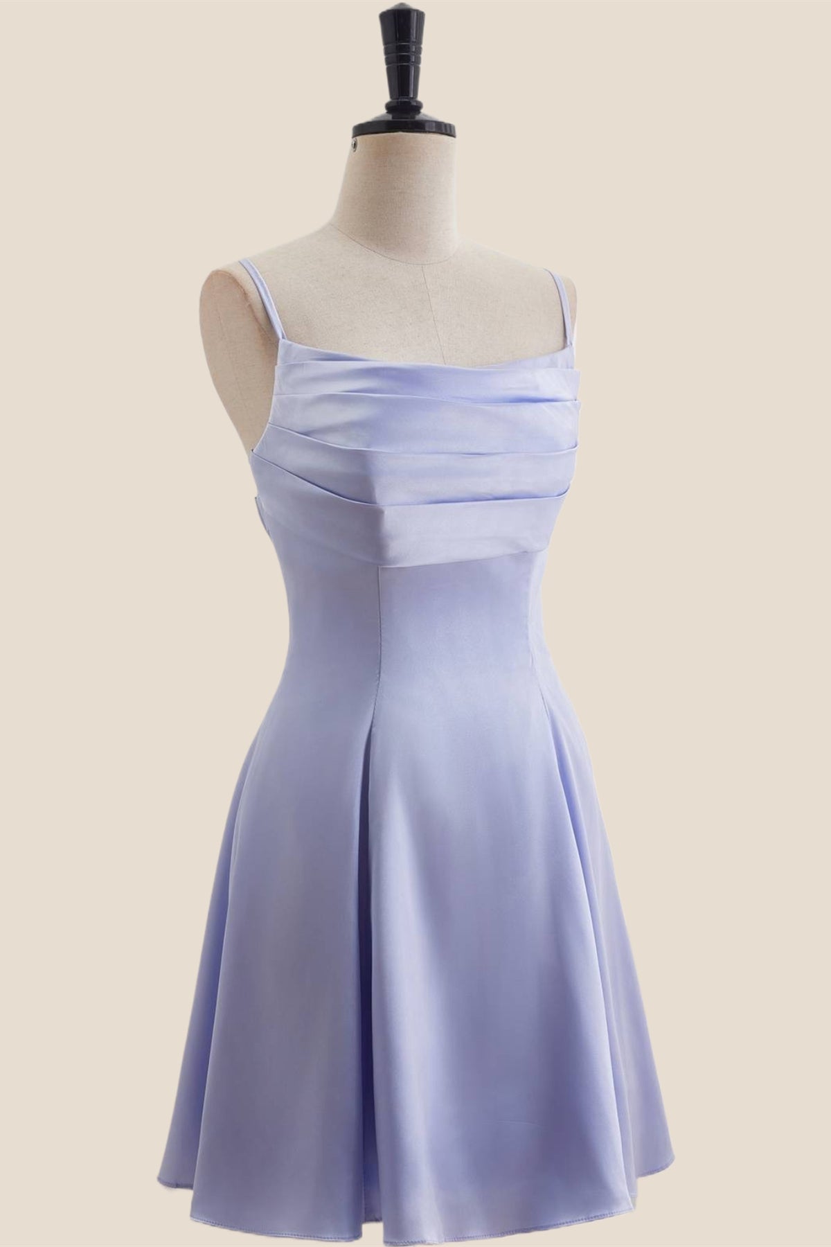 Light Blue Satin Short Dress with Back Bow