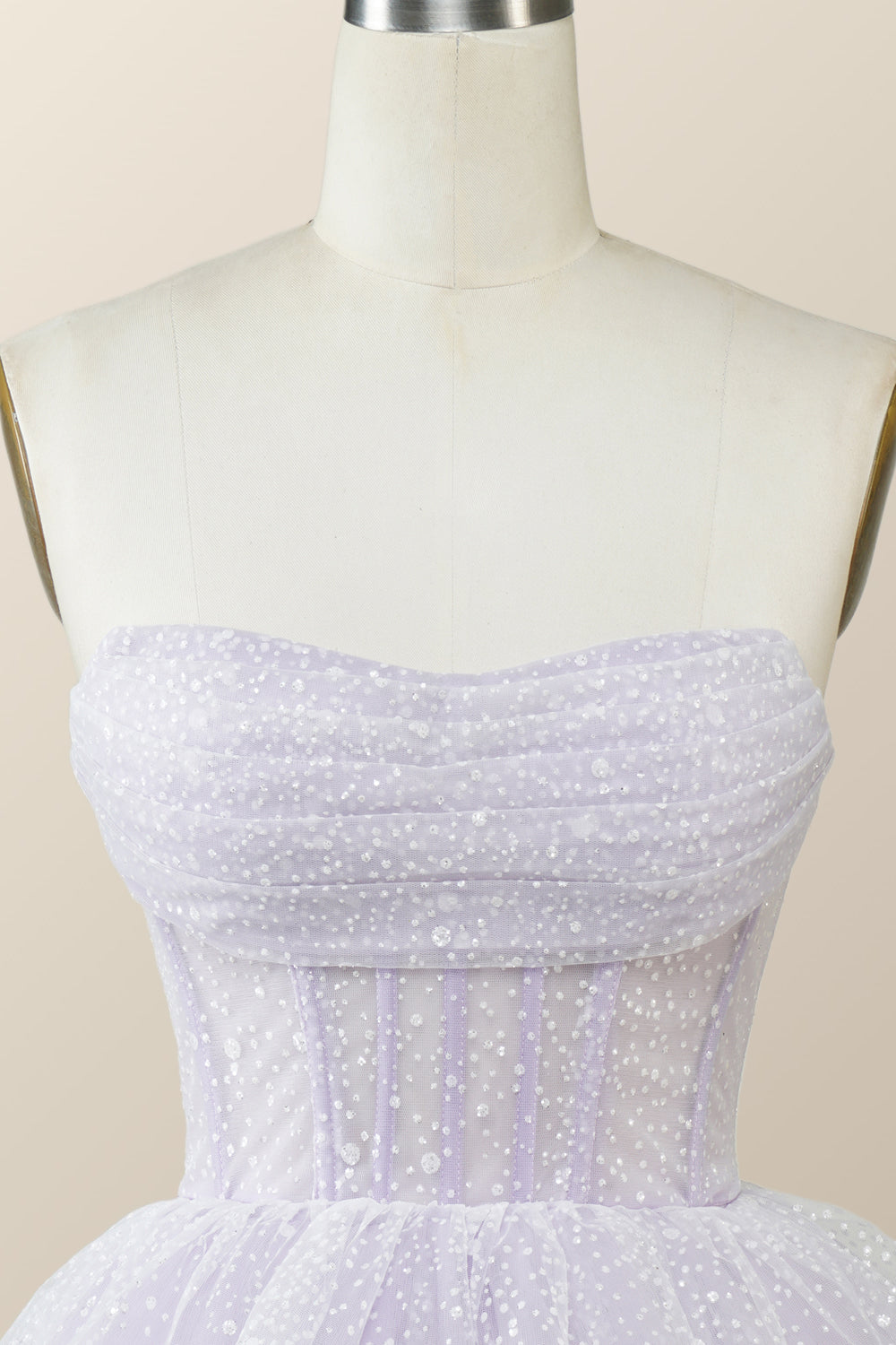Lavender Strapless Cowl Neck Short A-line Princess Dress