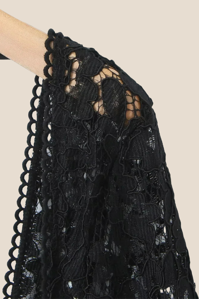 Long Sleeves Black Lace Mini Party Dress