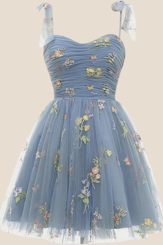 Lavender A-line Floral Short Princess Dress