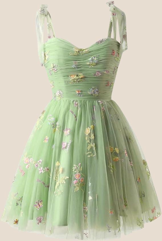 Lavender A-line Floral Short Princess Dress
