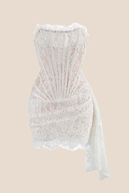 Light Purple Tight Lace Short Dress with Train