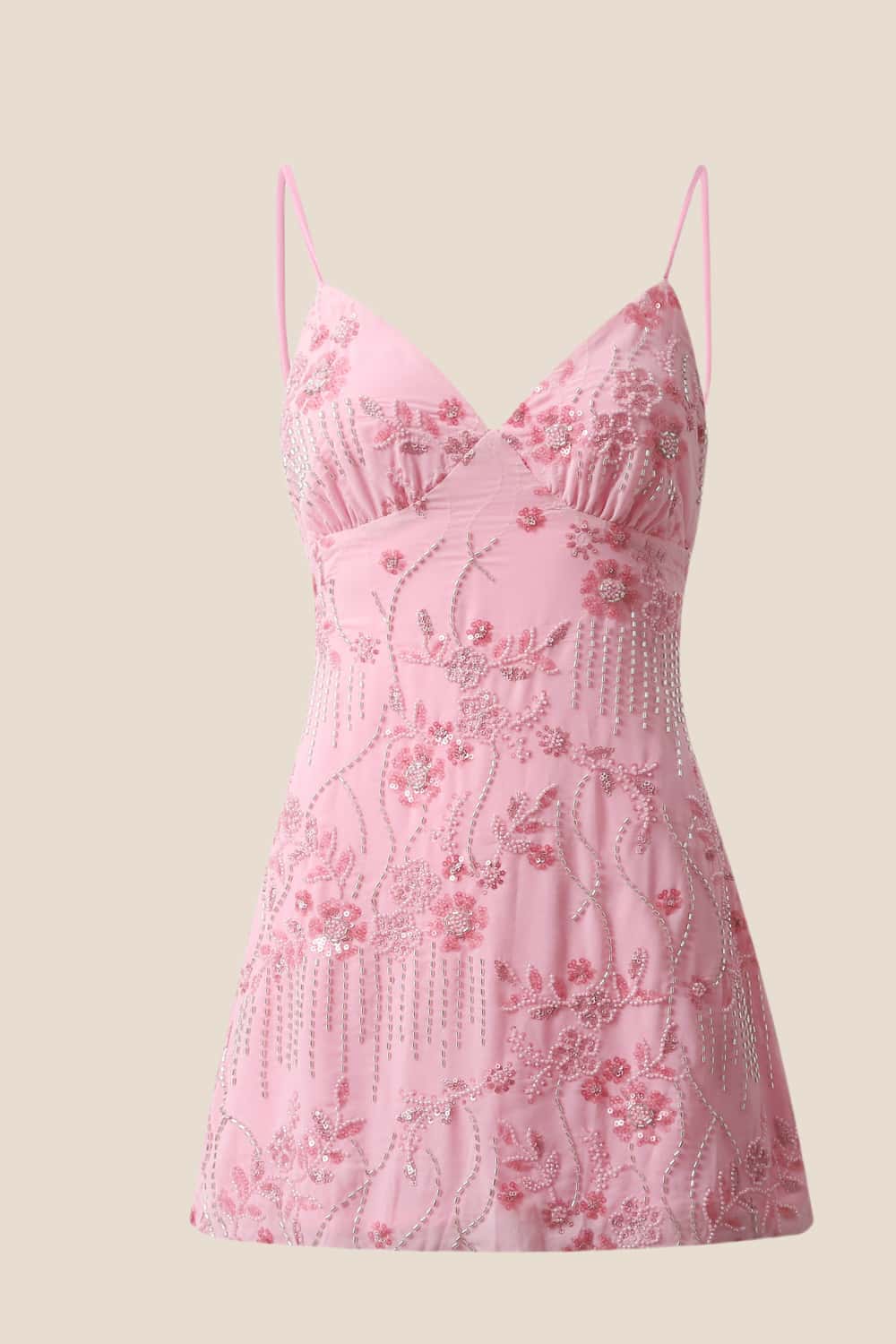 Light Blue Beaded Straps Fitted Mini Dress