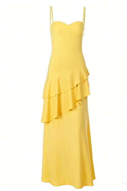 Light Blue Chiffon Tiered Maxi Dress