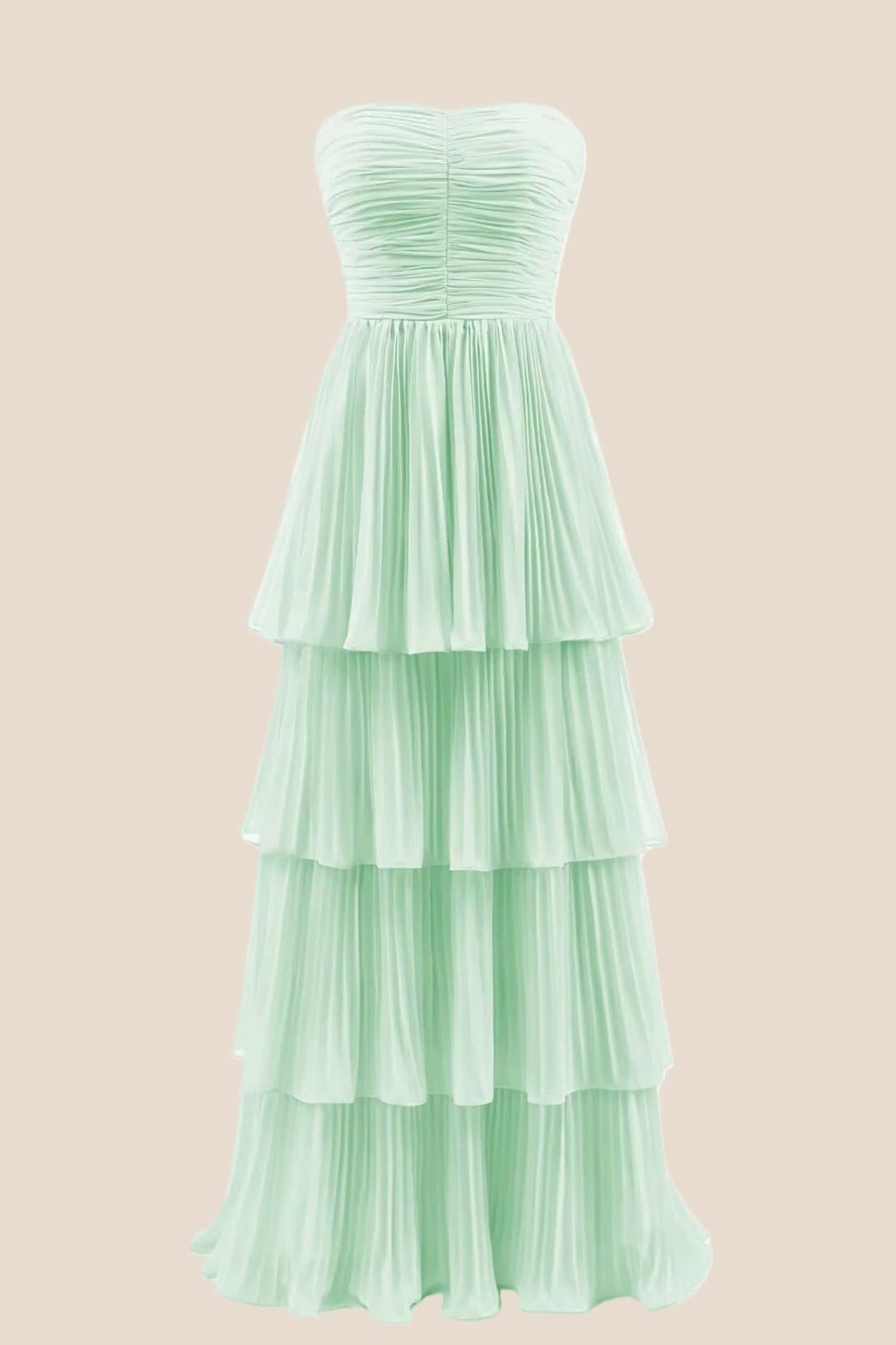 Hot Pink Chiffon Pleated A-line Tiered Maxi Dress