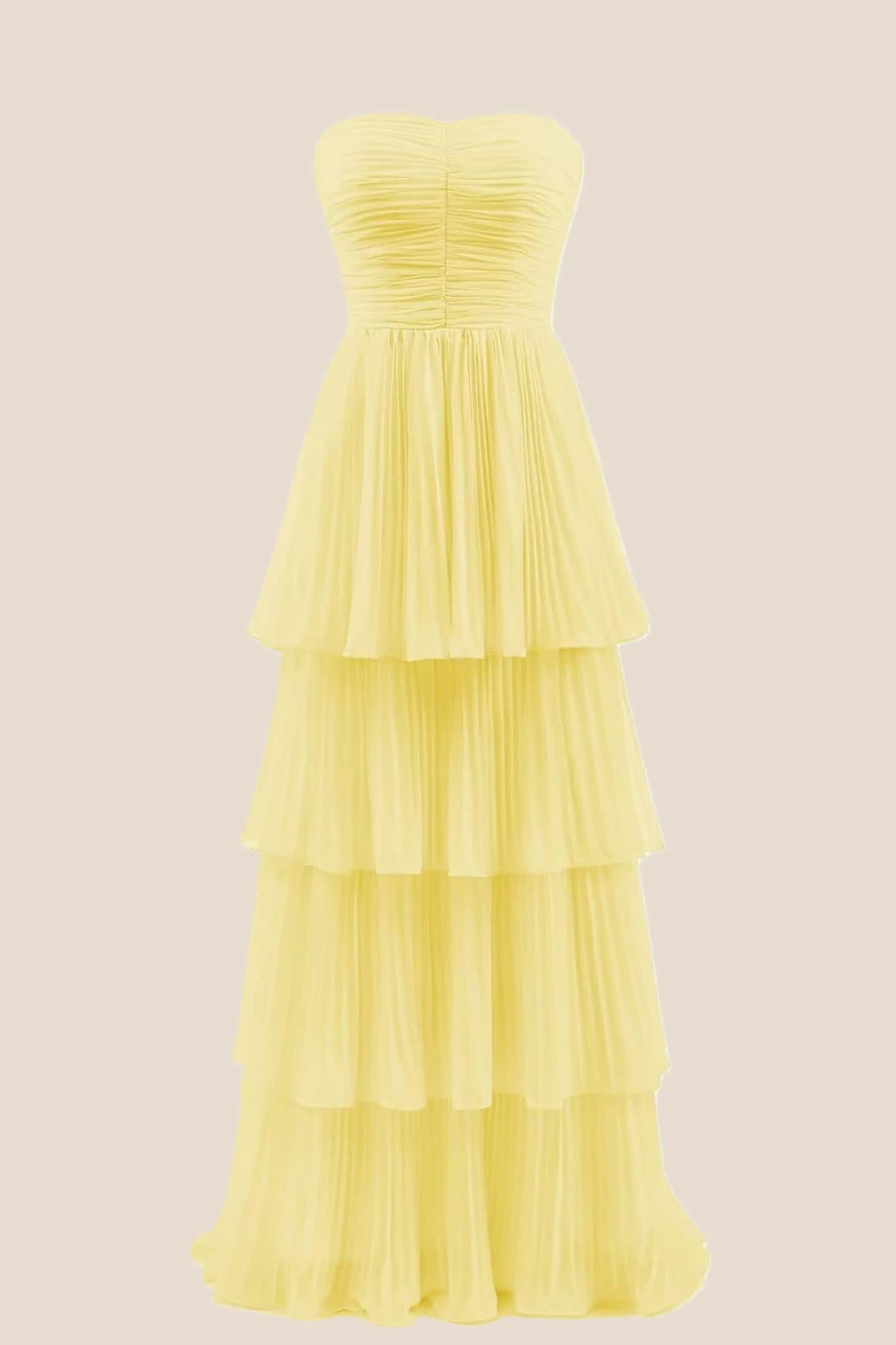 Hot Pink Chiffon Pleated A-line Tiered Maxi Dress