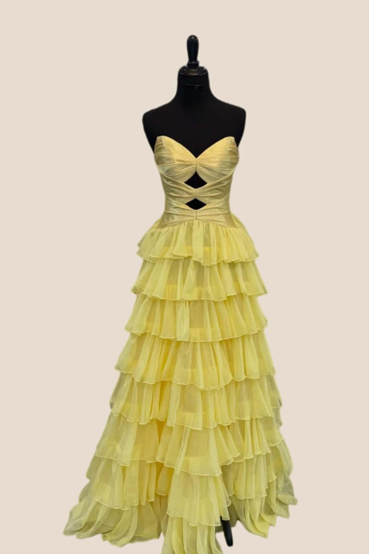 Keyholes Hot Pink A-line Ruffle Prom Dress