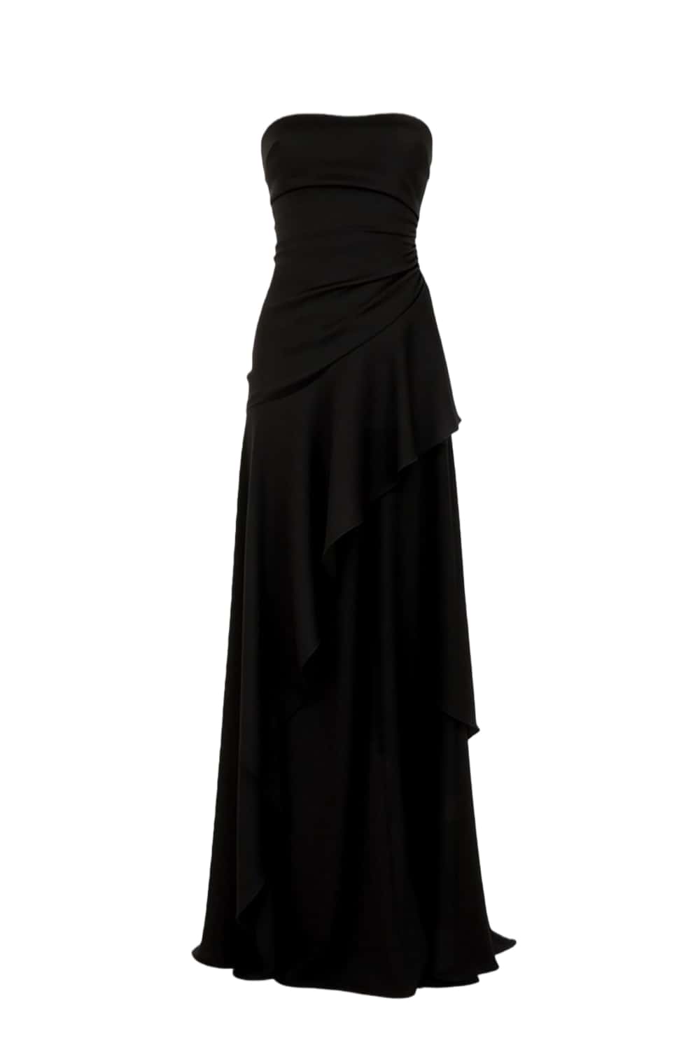 Lime Green Strapless Ruched Slit Dress