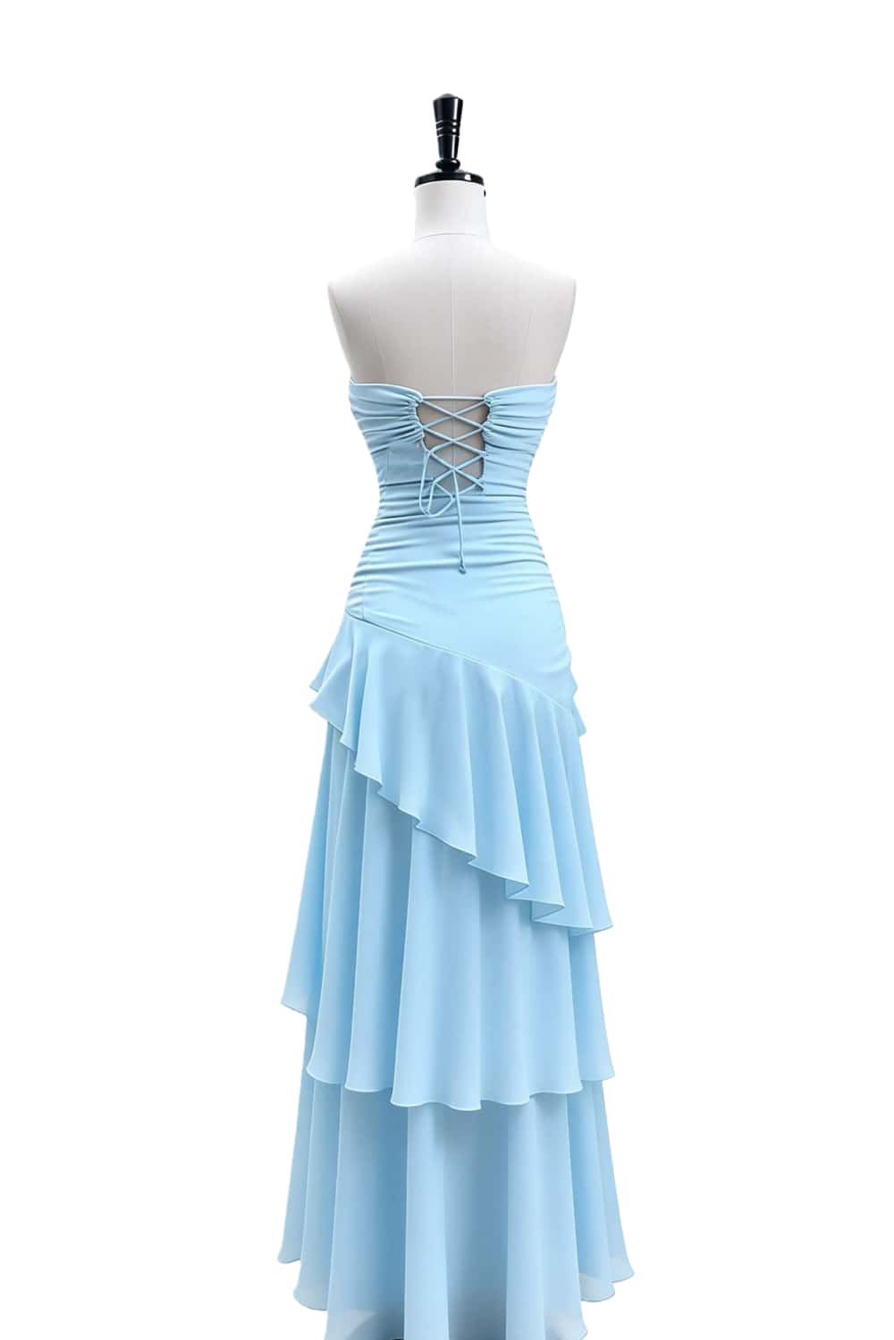 Keyhole Yellow Chiffon Ruffle Maxi Dress