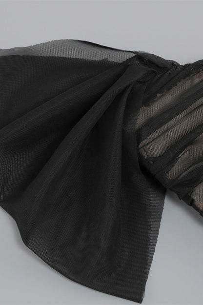 Off the Shoulder Black Ruched Fitted Long Dress