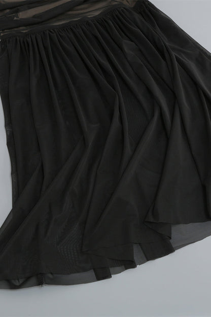 Off the Shoulder Black Ruched Fitted Long Dress
