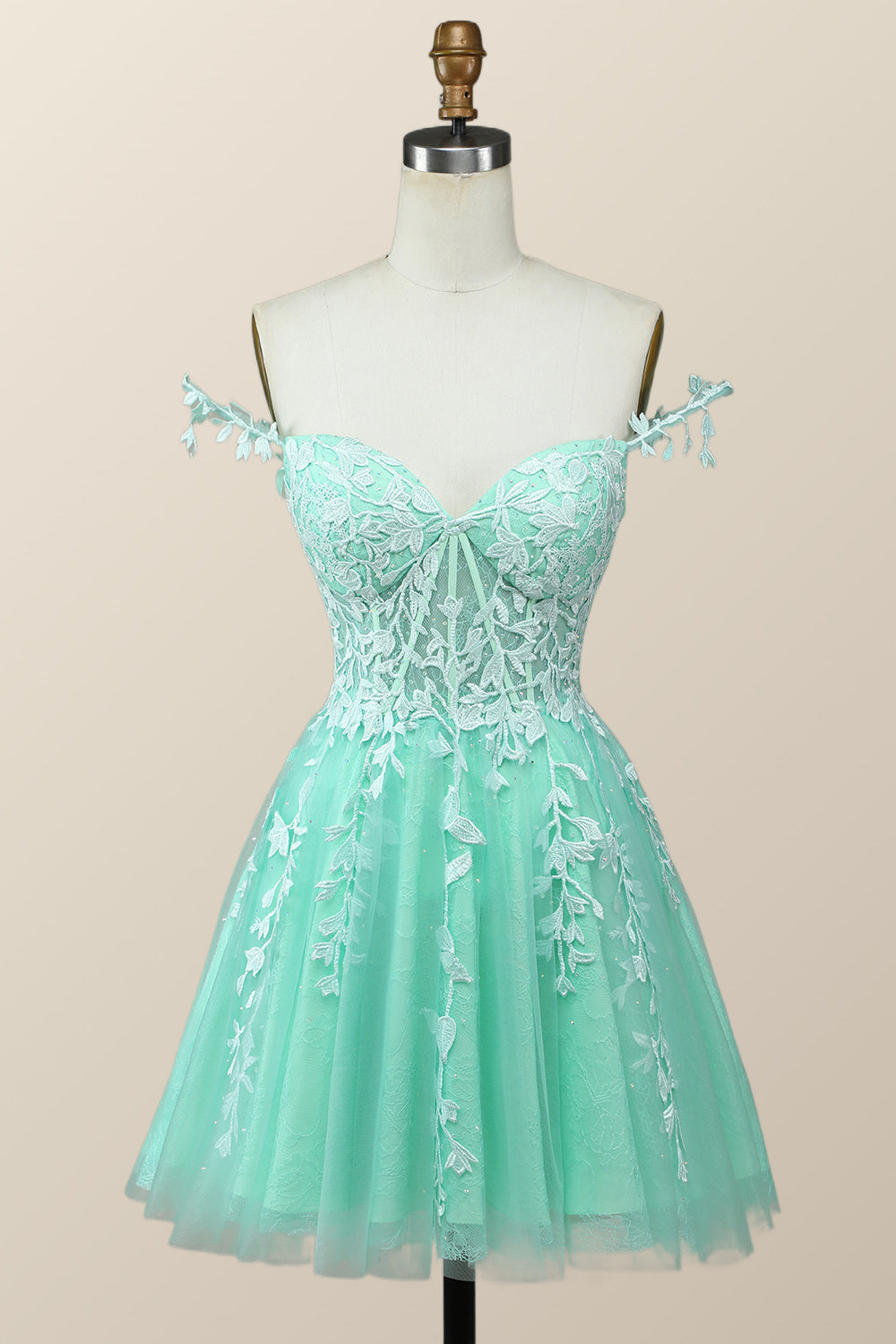 Off the Shoulder Hot Pink Lace Short Homecoming Dress
