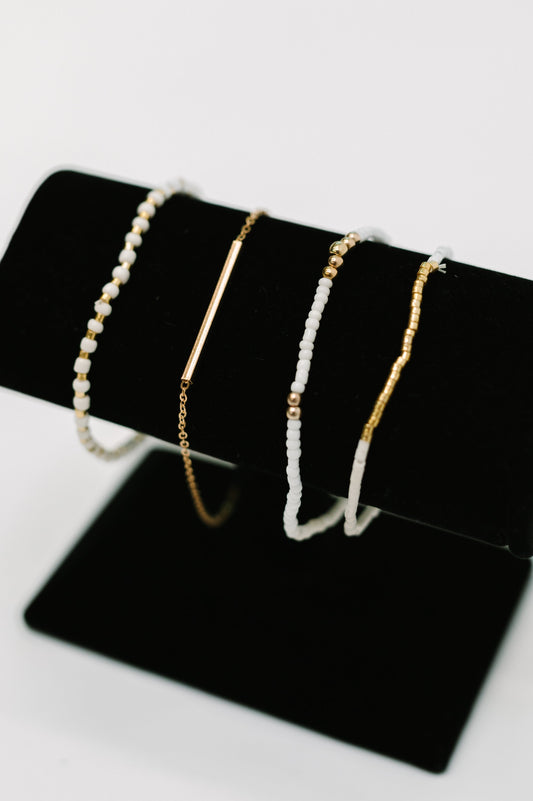 Hazel Blues® |  Poised & Polished Bracelet Set in White and Gold