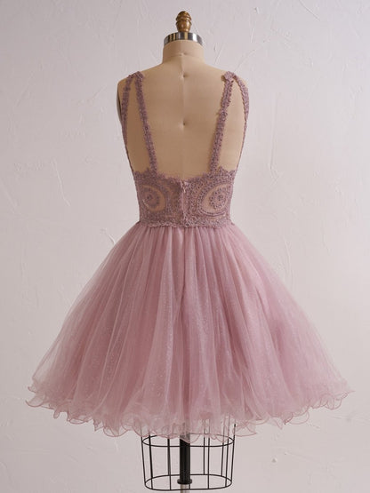 Embellished Embroidery Tulle Short Cocktail Dress