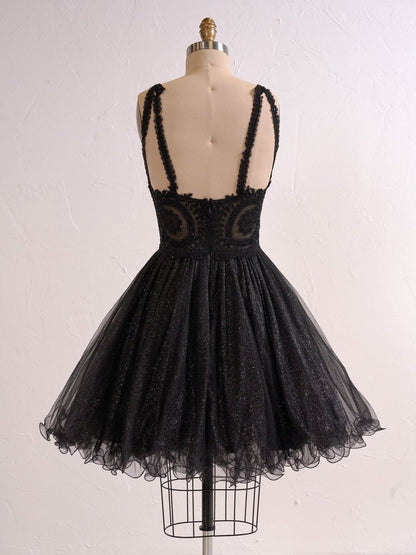 Embellished Embroidery Tulle Short Cocktail Dress