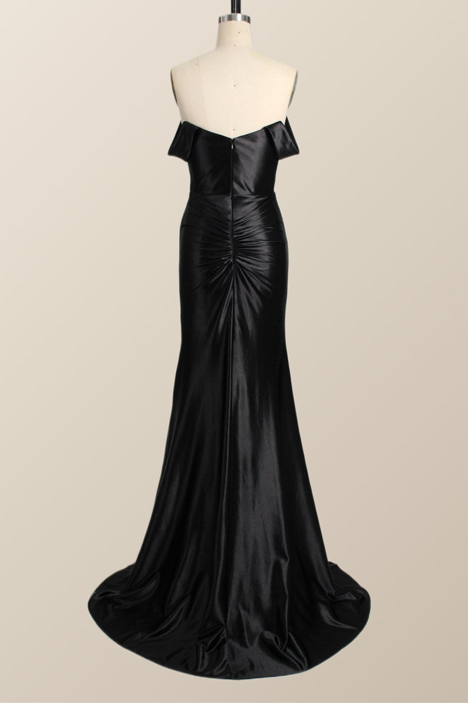 Off the Shoulder Green Satin Mermaid Formal Dress