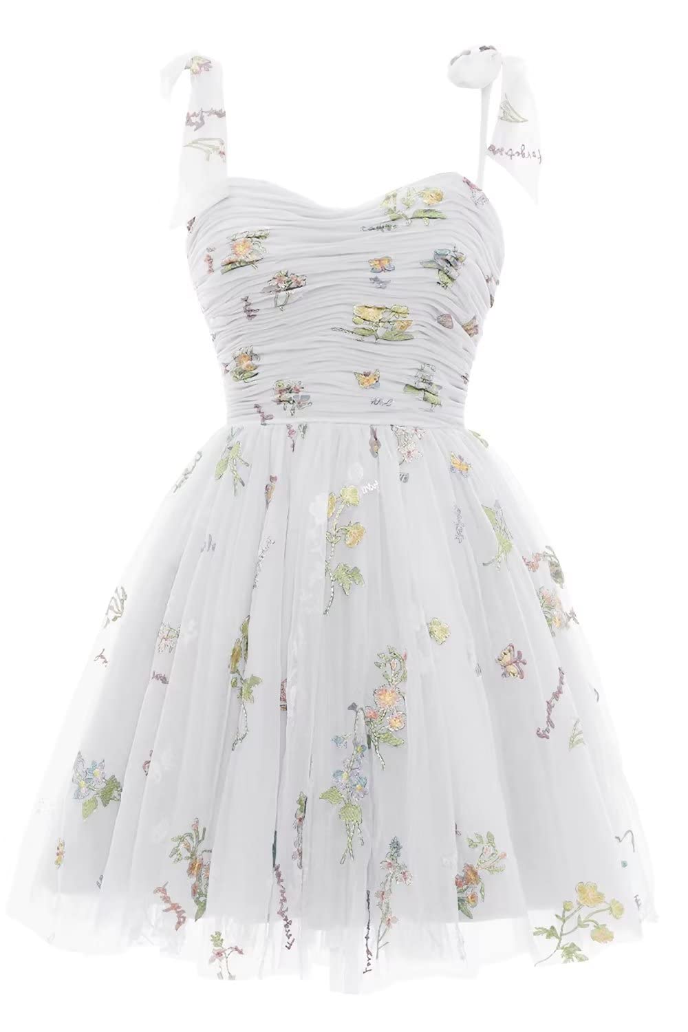 Lavender A-line Floral Short Princess Dress